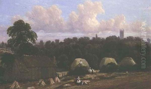 Harvest Scene Oil Painting by Thomas Baker