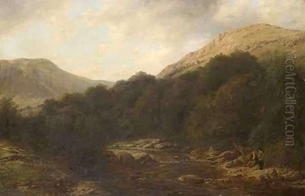 River Scene Oil Painting by Thomas Baker