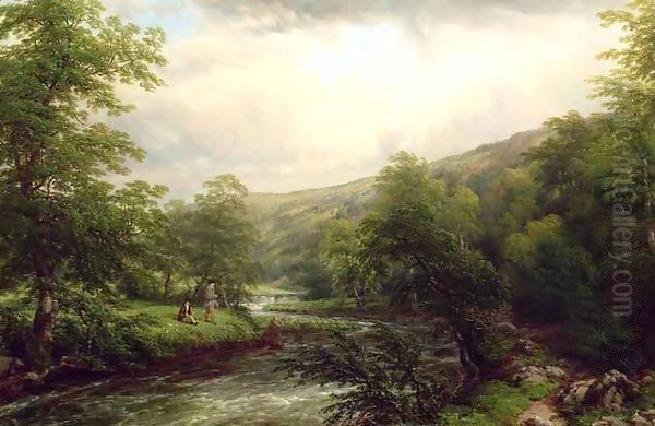 Fishing on the Dee Oil Painting by Thomas Baker