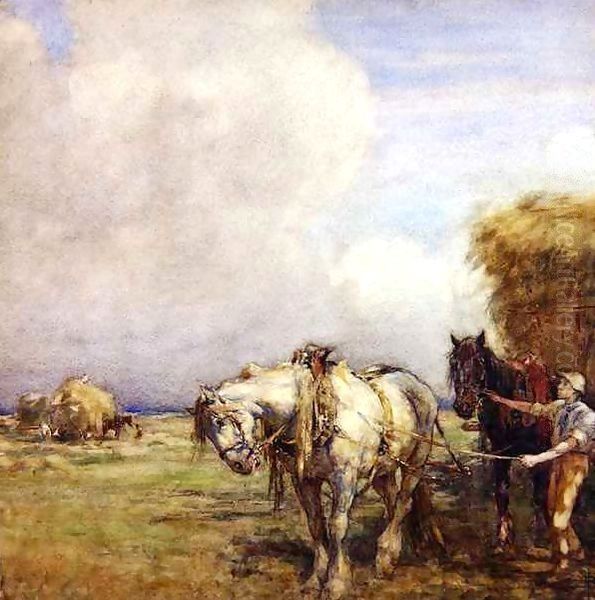 The Hay Wagon Oil Painting by Nathaniel Hughes John Baird