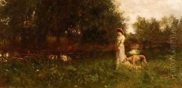 On Summer Eve by Haunted Stream Oil Painting by Nathaniel Hughes John Baird