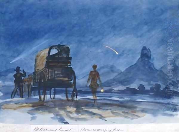 Comet and meteor seen from camp, Botswana Oil Painting by Thomas Baines