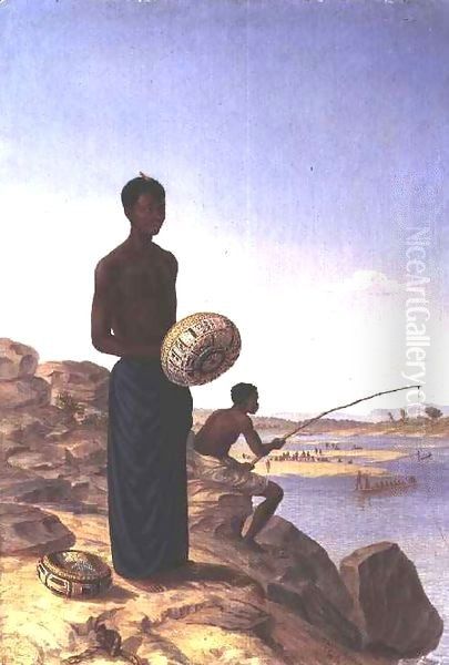 Shibante, a native of Mazaro, boatman and pilot belonging to Major Second Oil Painting by Thomas Baines