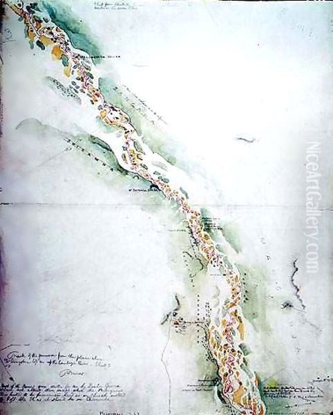 Map of the Zambezi River around Tete in Mozambique 2 Oil Painting by Thomas Baines