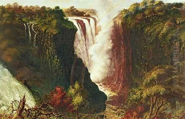 Victoria Falls from Western End of Chasm Oil Painting by Thomas Baines