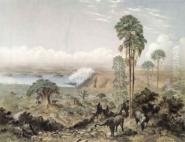 Victoria Falls of the Zambezi River Oil Painting by Thomas Baines