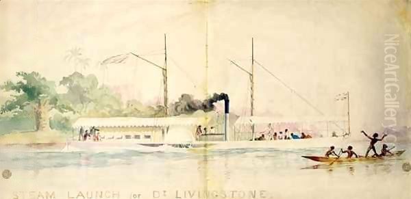 Poster of the Launch 'Ma Robert' made when support was being canvassed for Dr.Livingstone's Zambezi expedition Oil Painting by Thomas Baines