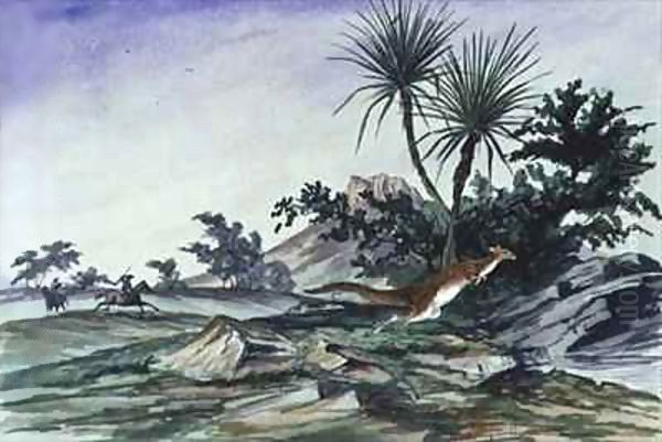 Kangaroo near Depot Camp Oil Painting by Thomas Baines