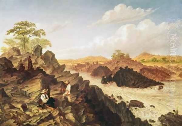 Shibadda or two channel rapid above Kabrasa Oil Painting by Thomas Baines