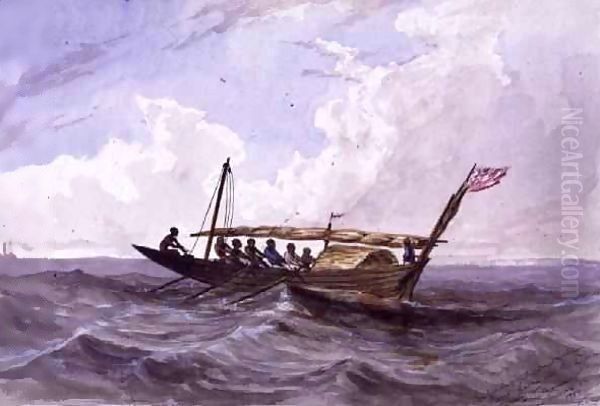 Native boat between Sierra Leone and adjacent country Oil Painting by Thomas Baines