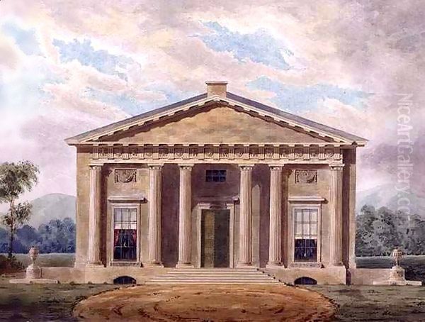 Design for a Neo-Classical Villa Oil Painting by Henry Bailey