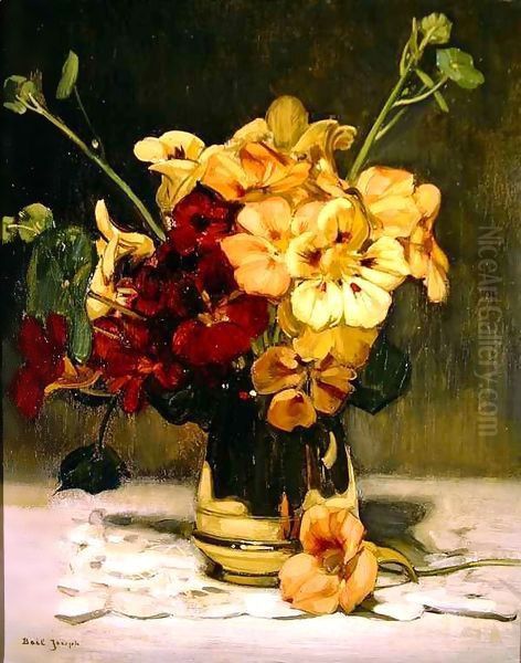 Still life of a vase of flowers Oil Painting by Joseph Bail