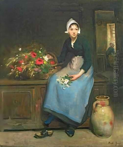 The Young Flower Seller Oil Painting by Joseph Bail