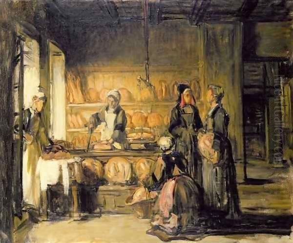 Interior of a Breton Boulangerie Oil Painting by Joseph Bail