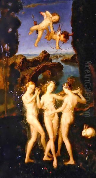 The Three Graces Oil Painting by Theodor Baierl