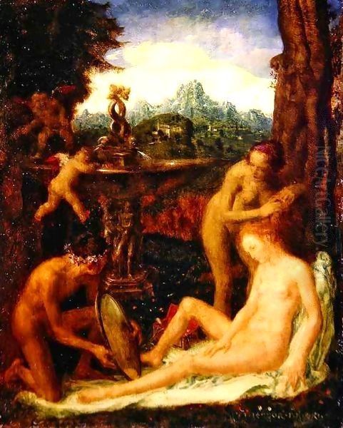 Venus at her Toilet Oil Painting by Theodor Baierl