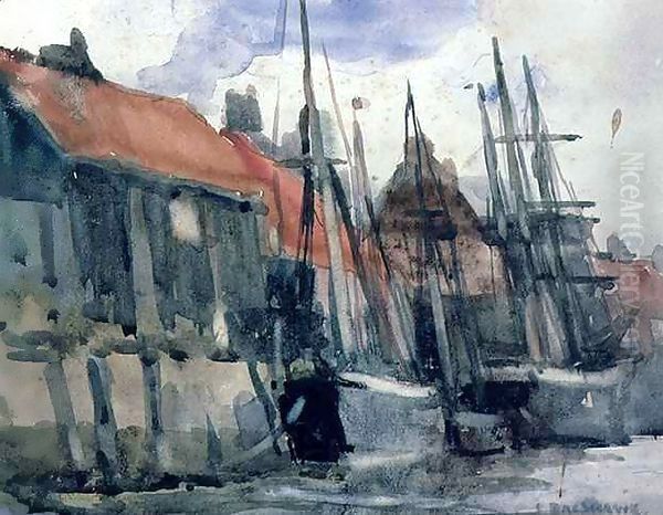 At The Wharf Oil Painting by Joseph Richard Bagshaw