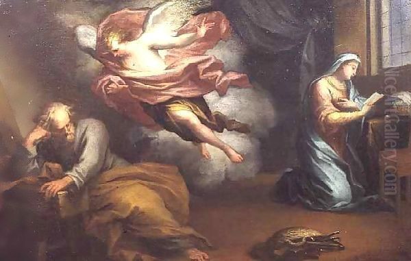 The Angel appearing to Joseph Oil Painting by Giuseppe Badarocco