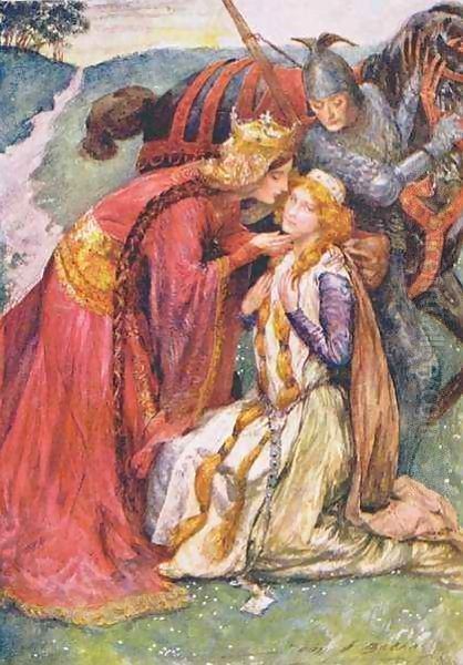 Queen Guinevere Welcomes Enid Oil Painting by John Henry Frederick Bacon