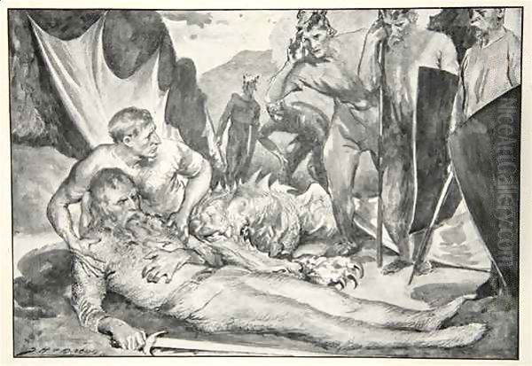 The Death of Beowulf Oil Painting by John Henry Frederick Bacon