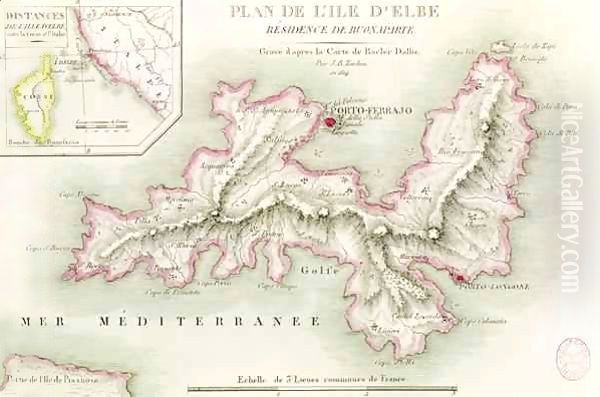 Map of the Island of Elba Oil Painting by Baron Louis Albert Bacler d'Albe