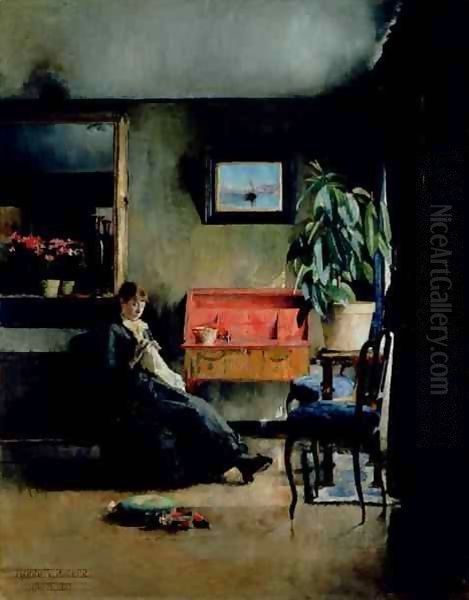 Blue Interior Oil Painting by Harriet Backer