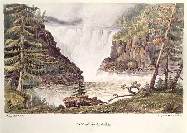 Falls of Kakabikka, Great Fish River Oil Painting by Sir George Back