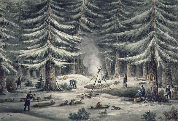 Manner of Making a Resting Place on a Winter Night Oil Painting by Sir George Back