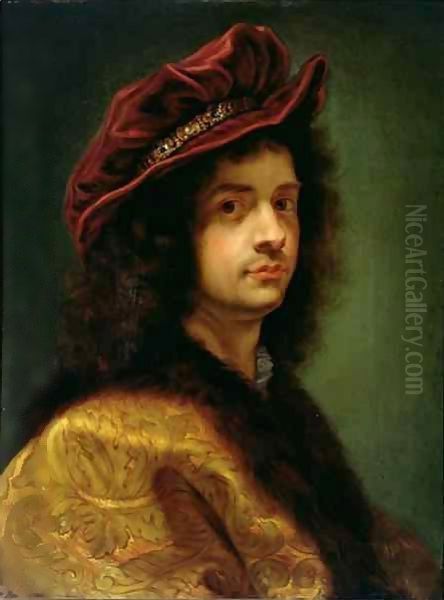 Self Portrait Oil Painting by Giovanni Battista (Baciccio) Gaulli