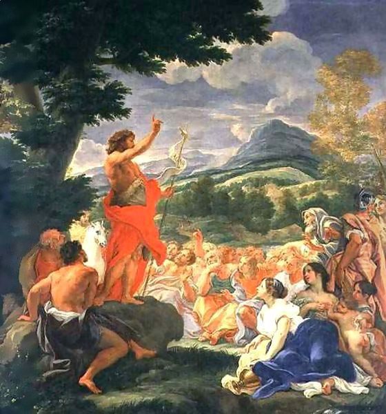 St. John the Baptist Preaching Oil Painting by Giovanni Battista (Baciccio) Gaulli