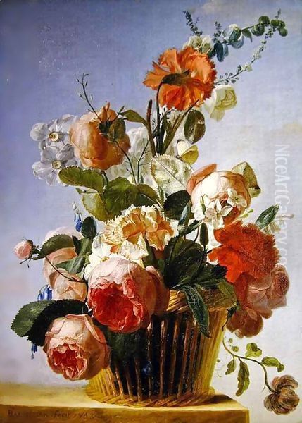 Still life with flowers Oil Painting by Jean Jacques Bachelier