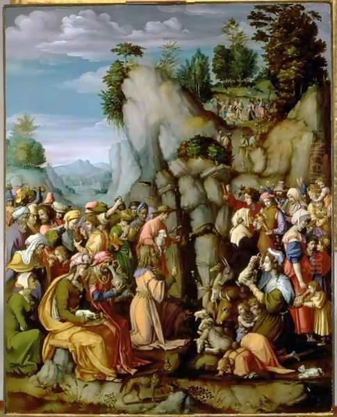 Moses Striking the Rock Oil Painting by Francesco Ubertini Bacchiacca II