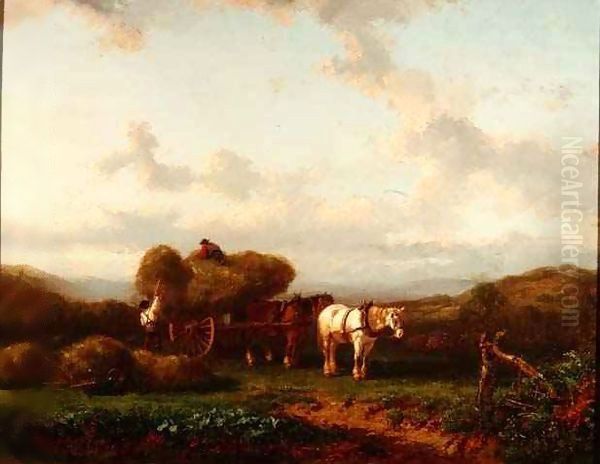 Animals Grazing in a Meadow Oil Painting by Hendrikus van de Sende Baachyssun