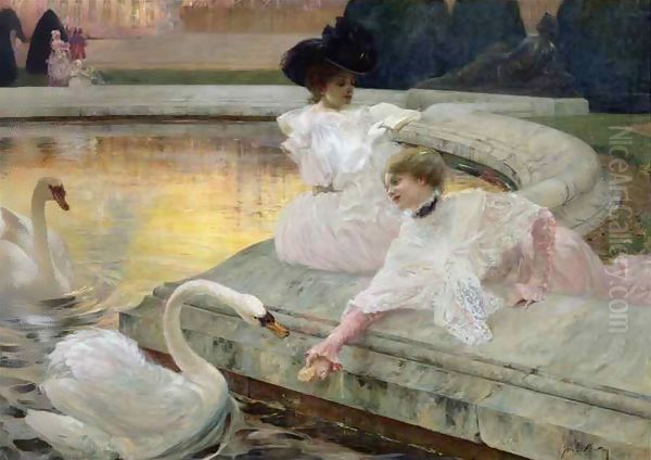 The Swans Oil Painting by Joseph-Marius Avy