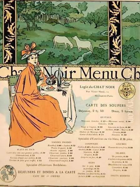 Menu from the 'Chat Noir' Oil Painting by Georges Auriol