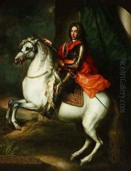 Equestrian portrait of Prince Eugene of Savoy Oil Painting by Johann-Gottfried Auerbach