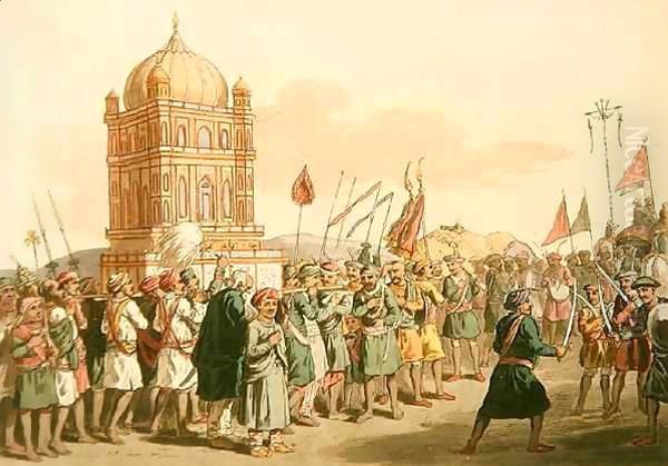 The Procession of the Taziya, from 'A Mahratta Camp' Oil Painting by John Augustus Atkinson