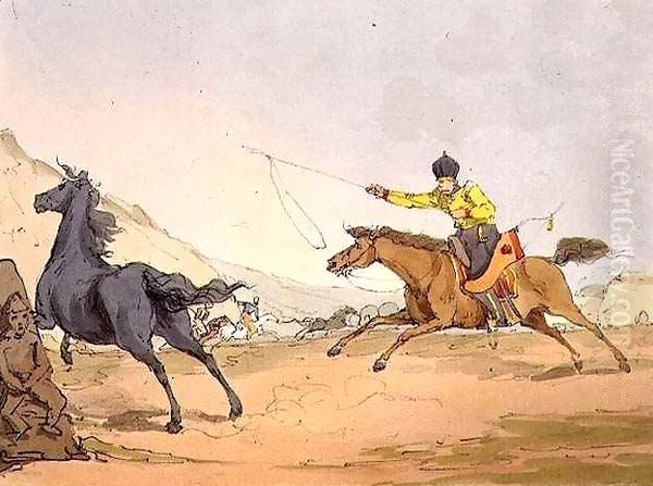 Tartars Catching Horses Oil Painting by John Augustus Atkinson