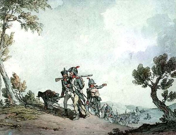 French Soldiers on the March Oil Painting by John Augustus Atkinson