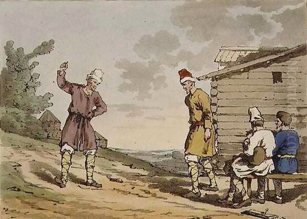 Polish Dance, plate 96 from Volume III of 'The Manners, Customs and Amusements of the Russians' Oil Painting by John Augustus Atkinson