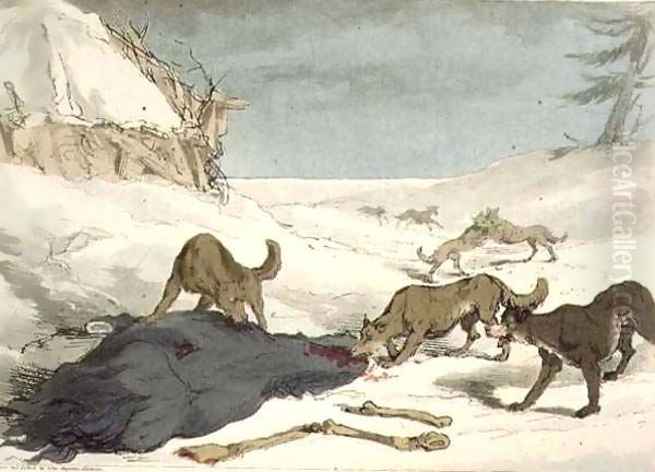 The Wolf Hunt, plate 74 from Volume III of 'The Manners, Customs and Amusements of the Russians' Oil Painting by John Augustus Atkinson