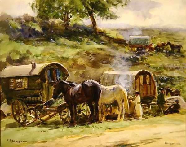 Gypsy Encampment, Appleby Oil Painting by John Atkinson