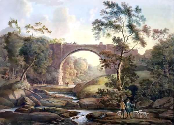 View of Tanfield Arch in the County of Durham Oil Painting by James Atkinson