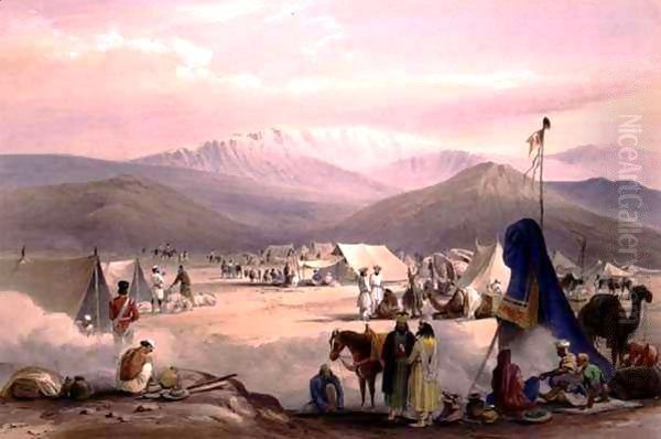 The Encampment at Dadur, with the Entrance to the Bolan Pass, from 'Sketches in Afghaunistan' Oil Painting by James Atkinson