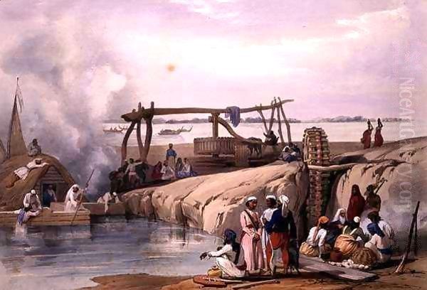 A Scene on the River Sutledge, in the Punjab Oil Painting by James Atkinson