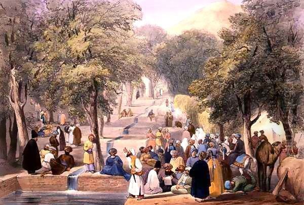 The Avenue at Baber's Tomb, from 'Sketches in Afghaunistan' Oil Painting by James Atkinson