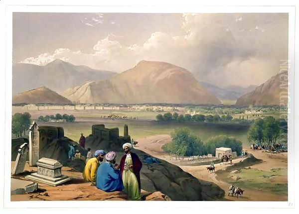 Caubul, from a Burying Ground on the Mountain Ridge, North-East of the City, from 'Sketches in Afghaunistan' Oil Painting by James Atkinson