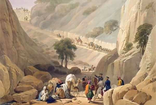 The Troops Emerging from the Narrow Part of the Defile in the Koojah Pass, from 'Sketches in Afghaunistan' Oil Painting by James Atkinson