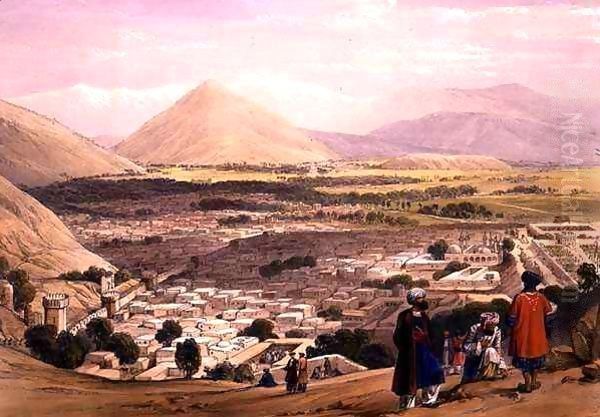 The Balla Hissar and City of Caubul, from the Upper Part of the Citadel, from 'Sketches in Afghaunistan' Oil Painting by James Atkinson