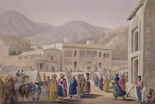 The Durbar-Khaneh of Shah Shoojah-Ool-Moolk, at Caubul, from 'Sketches in Afghaunistan' Oil Painting by James Atkinson